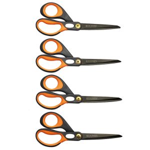 KUONIIY Scissors 8 Inch Ultra Sharp Titanium Coating Blades Soft Comfort-Grip Handles Multi-Purpose Scissors Set of 4